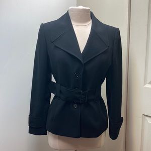 TAHARI Arthur S Levine Black Three Button Belted Blazer/Suit Jacket SZ 8